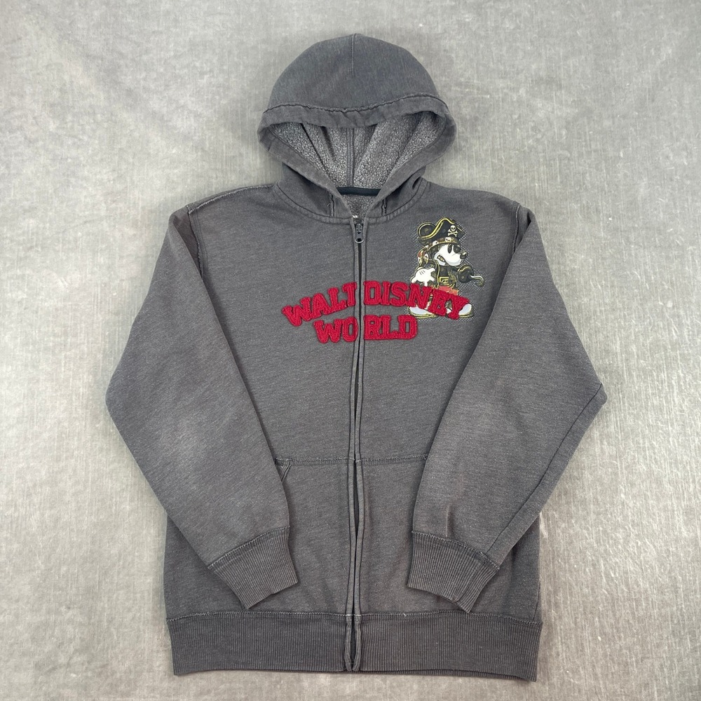 Disney Kids XL Gray Full Zip Hoodie Pirates of the Caribbean Mickey Mouse WDW